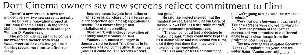 Dort Mall Cinema - 1982 Article On New Screens (newer photo)